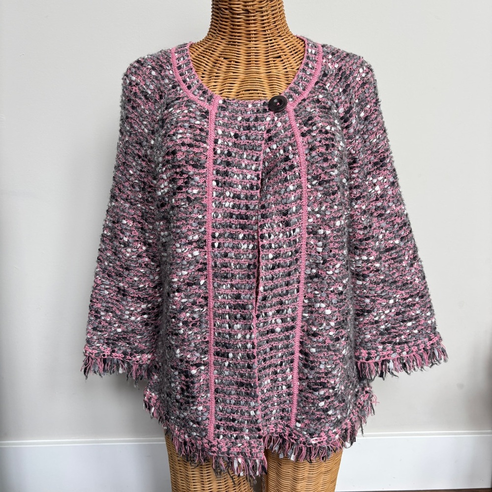 St. John Pink and Black Tweed Wool Evening Blazer Jacket Women’s Size 6